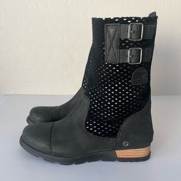 Sorel Major pull on leather boots black 7 - Picture 2 of 9